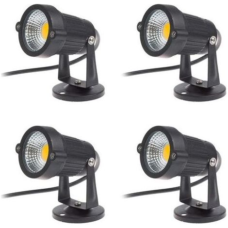 Lot de 4 Spot LED Cob 5W 220V Spots Jardin Orientables Luminaires Extérieur Jardin Terrasse(Blanc Chaud) (1/4)