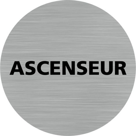 Pictogramme Ascenseur (Q0451).- Plaque aluminium brossé - Diamètre 83 mm