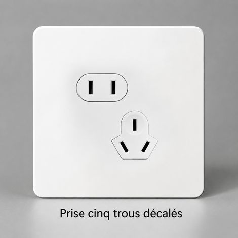 Prise 5 trous décalée murale panneau acier inoxydable blanc 86x86 mm 10 × 10 × 10 cm rétro 220-250V encastrée ou en saillie – Livraison gratuite (1/5)