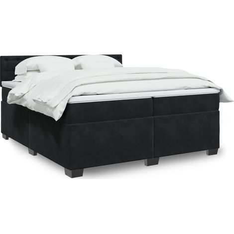 Boxspringbett mit Matratze Schwarz 200x200 cm Samt