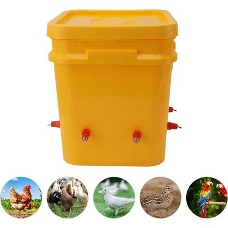 Bebedero automático para aves de corral con depósito de 12 litros – juego de 8 vasos para pollos, gansos, patos y palomas (plástico resistente, sistema por gravedad, a prueba de fugas) (1/5)