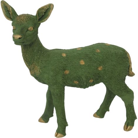 Figur Rehkitz Polyresin 46 x 17 x 42 cm grün Dekofigur