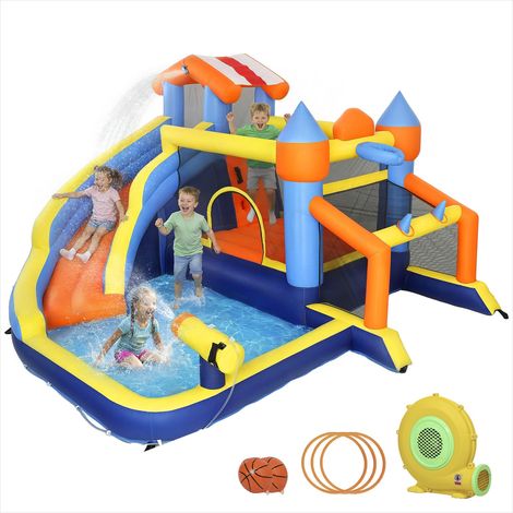 Château gonflable 8 en 1 avec toboggan trampoline et piscine à (1/5)