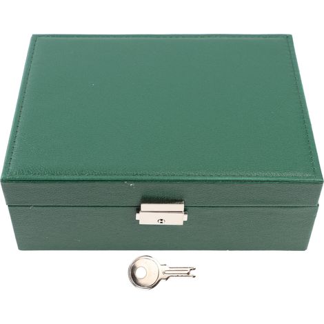 Étui de rangement bijoux double couche avec serrure, organisateur de voyage en cuir PU pour bagues, boucles d'oreilles et colliers (1/5)