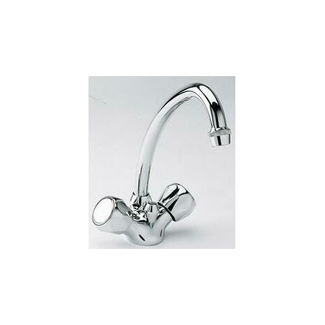 LAVABO ORDO BEC HAUT TETES CERAMIQUE CHROME + VIDAGE - CRISTINA ONDYNA OR11251 (1/4)