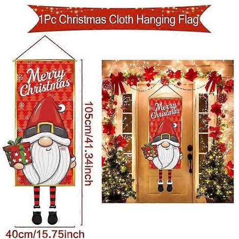 Décorations de Noël suspendues pour porche et porte, bannière, ornements pour la maison, cadeaux de Noël, décorations de Noël et du Nouvel An. (1/5)