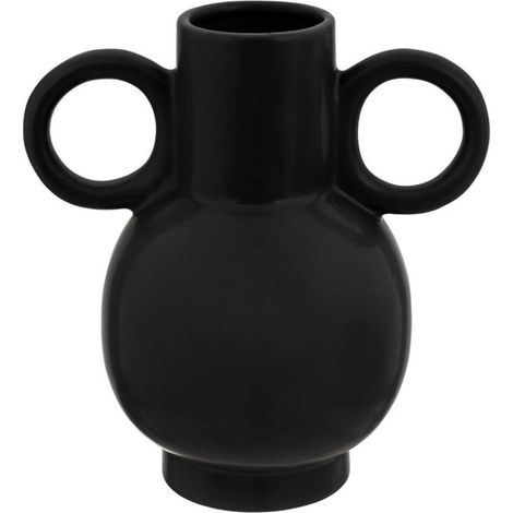 Vase Déco avec Anses "Olme" 22cm Noir (1/3)