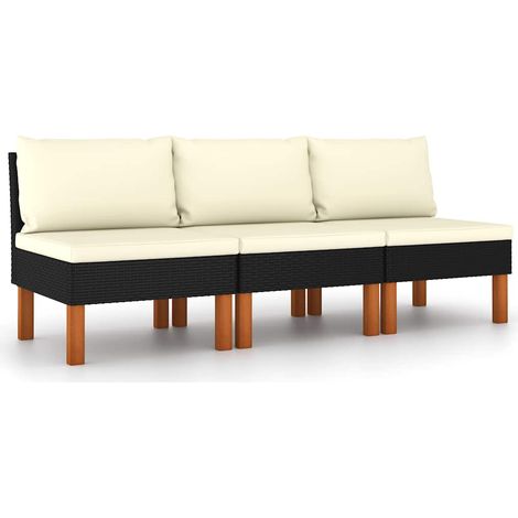 Canapés centraux 3 pcs, Canapé de relaxation Meuble de Salon, Résine tressée et bois d'eucalyptus OIB5390E (1/5)