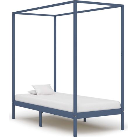 Lit adulte - Cadre de lit pour Adultes, Enfants Ă baldaquin Gris Bois de pin massif 90 x 200 cm -22807 (1/5)