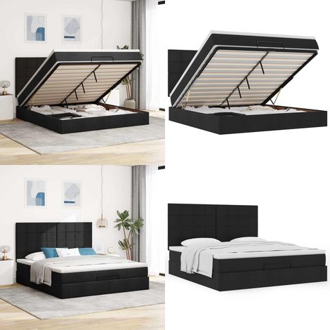 vidaXL Ottoman-Bett mit Matratze Schwarz 160x200 cm Stoff (1/5)
