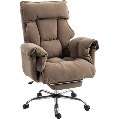 Fauteuil de bureau ergonomique inclinable avec repose-pieds velours beige
