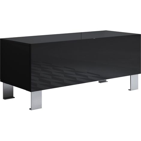 Mobile TV con Piedini 12cm Mobile da Soggiorno Moderno Porta TV Salotto 1 anta 100x42x40cm Modello Luke H1 Nero Finitura Lucida
