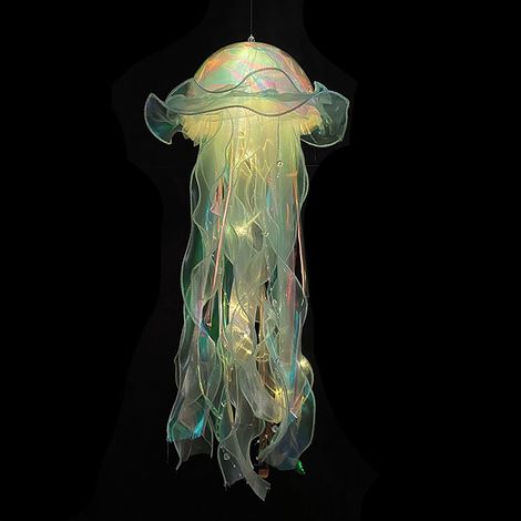 Lanterne En Forme De Méduse - Luminaire Suspendu À Piles - Décoration Intérieure Pour Chambre Salon Jardin Fête - 4 Couleurs - 1 Pièce (1/2)
