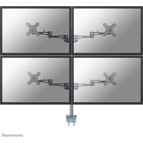 Supporto da scrivania Neomounts by NewStar FPMA-D935D4 per schermi piatti, montaggio a morsetto, colore argento, compatibile con schermi fino a 27 pollici (1/4)