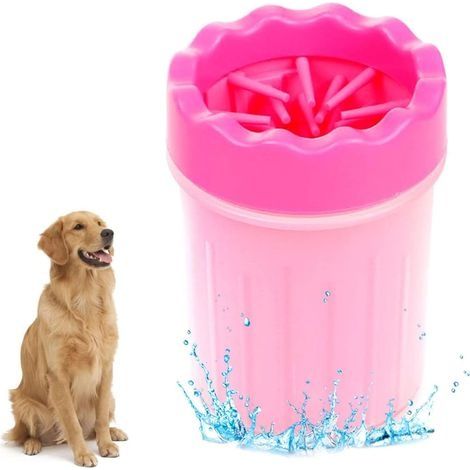 Nettoyeur De Patte pour Chien, Portable Laveur De Patte De Chien, Upgrade Dog Paw Cleaner, Portable Laveur De Patte De Chien Brosse De Nettoyage pour Animal(Rose)