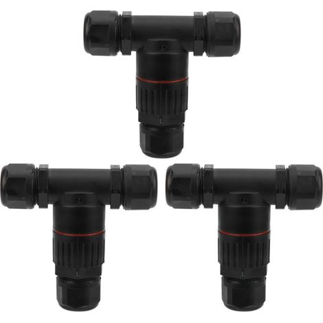 Lot de 3 connecteurs étanches IP68 pour câble électrique, connecteur en T à 3 voies, accessoires industriels d'extérieur (1/5)