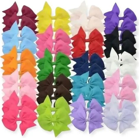 Lot de 40 pinces à cheveux nœuds ruban multicolores, accessoires adorables et doux pour bébés et jeunes enfants (1/3)