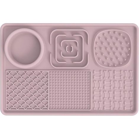 Langsam fressende Silikon-Leckmatte für Katzen und Hunde, rutschfestes Design, leicht abzuspülen und zu reinigen (rosa) (1/5)
