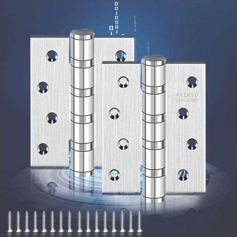 Charnières Lot de 2 Charnière de Porte en Inox,Charnière Piano,Épaisseur du matériau 3 mm + 16 vis pour Portes,pour Portes massives intérieur (1/5)