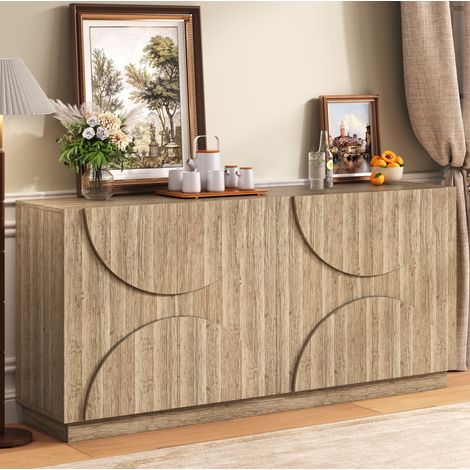 MEUBLIV Credenza contenitore 160x40x80 cm naturale – 4 ante e ripiani (1/5)