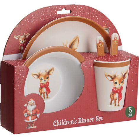 Set da cena per bambini in melamina per decorazioni natalizie set da 5 -Renna (1/4)
