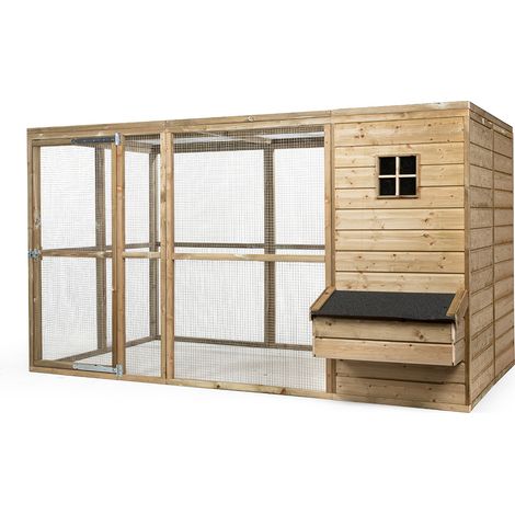 Fatmoose Hühnerstall HappyHen House aus Holz mit Auslauf - 327x209x183 cm