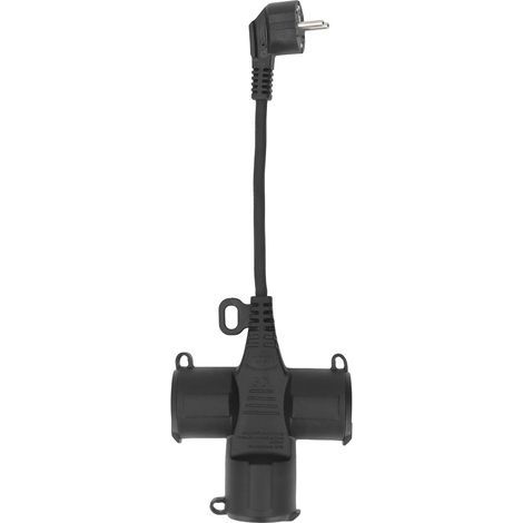 Multiprise 3 prises étanche IP44 avec câble d'extension de 14 cm (1,5 mm²) et 16 A (1/5)