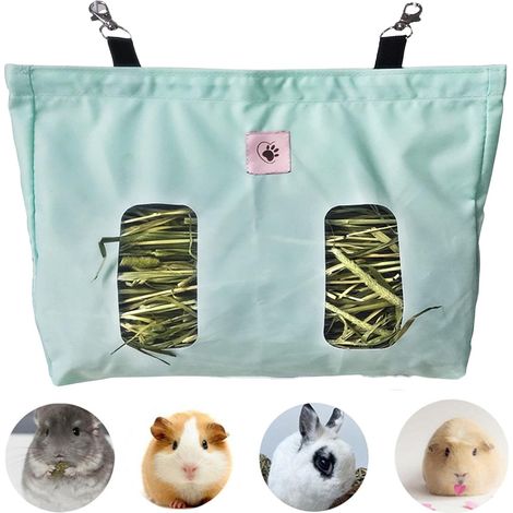 Hay Bag for Rabbit, Hay Feeder Bags for Rabbit, Guinea Pig Hay Feeder Bag for Small Animals, for Rabbit/Guinea Pigs/Chinchilla (Green) (1/5)