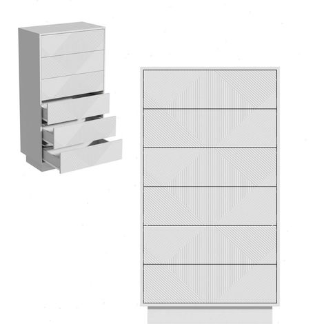 Kommode mit 6 Schubladen, Push-to-Open, schmal, weiß (1/5)