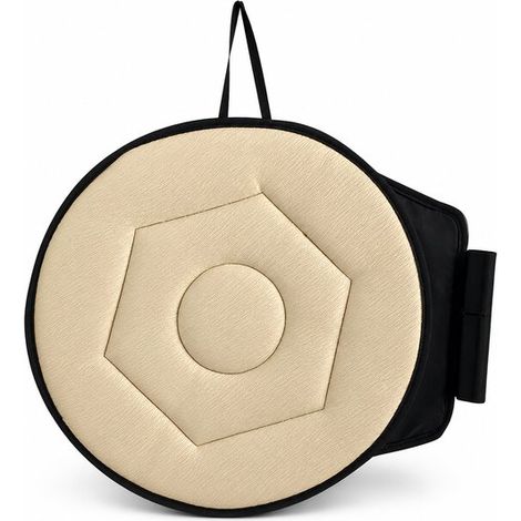 Coussin de siège rotatif à 360° avec boucle de ceinture, coussin respirant et ergonomique pour voiture, camion et maison, beige (1/5)
