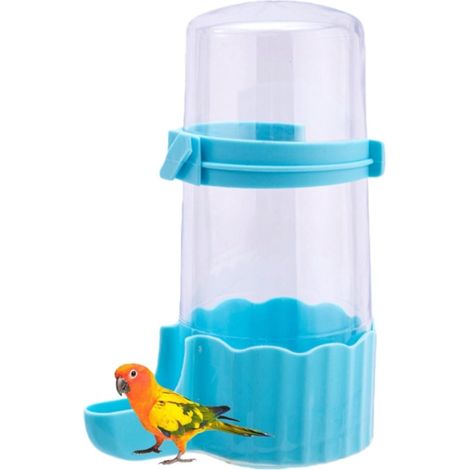 Kleintier-Trinkflasche – Käfigfutterspender aus Kunststoff – Vogeltränke – Geeignet für Hamster, Küken, Papageien, Wachteln – Blau – 16,5 x 11,5 cm – 495 ml (1/5)