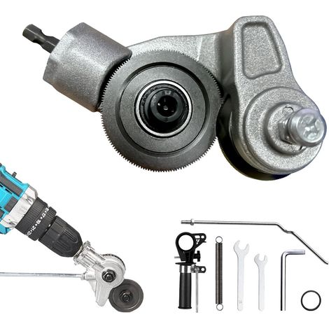 Grignoteuse de Tôle, Coupeur Plaque avec Adaptateur Coupeur de plaque de perceuse électrique, Coupe Plaque de Perceuse Électrique pour Couper de Fer Acier Cuivre Aluminium (1/5)