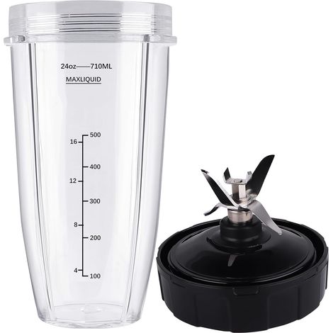 Pièces de rechange pour blender Ninja, bol de 710 ml avec lame d'extraction, compatible avec les modèles Nutri Ninja Auto IQ BN801, BL480, BL640, BL642, NN100 et BL2012 (1/5)