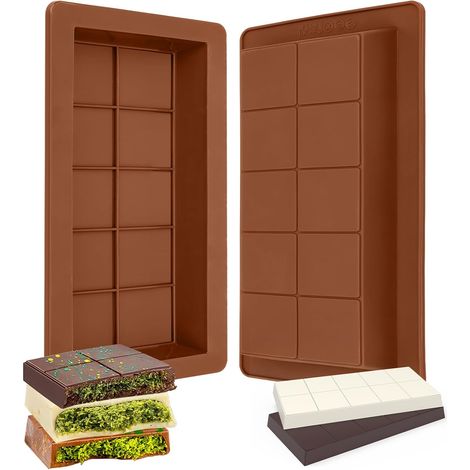 Lot de 2 Moules à Chocolat, Silicone Alimentaire, Antiadhésif, Résistant -40 à 230°C, Pour Fêtes et Pâtisserie (1/5)
