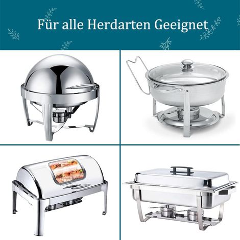 Chafing dish à bœuf JeiibrZui 8,5 litres - Bac de buffet en acier inoxydable avec couvercle en verre - Plateau chauffant pour traiteurs, réceptions et gastronomie - Argent (1/5)