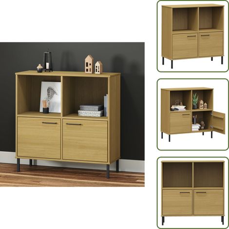 Bibliothèque avec pieds en métal Marron 90x35x90,5 cm Bois OSLO - Bibliothèque - Meuble Rustique - Étagère À Livres - Rangement Livre - Bibliothèque Design (1/5)