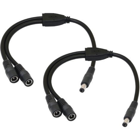 Câble d'alimentation DC Splitter 1 mâle à 2 femelles 5.5/2.1mm – Longueur 30 cm – Fil de cuivre pur pour caméras CCTV (1/5)