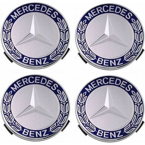 Enjoliveurs et jantes Cache-moyeu compatible avec Mercedes - Benz 75 mm - bleu, lot de 4 (1/2)