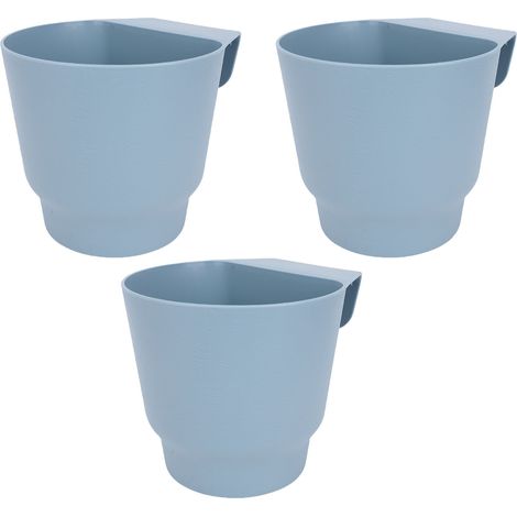 Pot de fleurs suspendu avec système de drainage efficace, pot à seau suspendu pour clôture pour rampe de balcon et de jardin, bleu