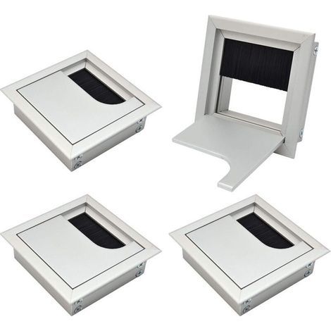 80x 80mm Cache-conduit de câble carré pour organisateur de cordon de bureau encastré pour meubles Aluminium anodisé argent Cache-câble pour conduit de câble Lot de 4 (1/5)