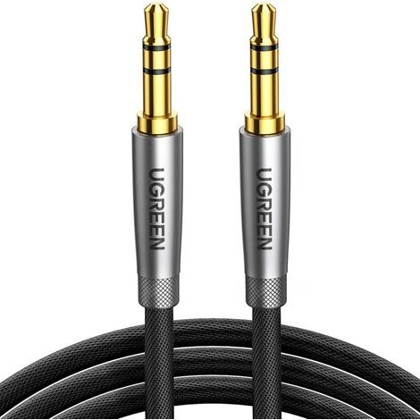 Câble Audio Jack 3.5mm Mâle en Nylon Tressé Stéréo Câble Aux Voiture Compatible avec iPhone 6S iPad iPod PC Manette PS5 Casque Chaîne HiFi Autoradio Barre de Son (1M) (1/4)