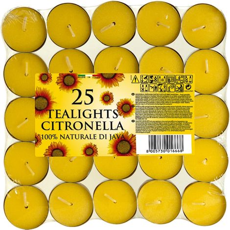 candele tealights "pantelleria" alla citronella 25 pezzi
