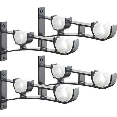 Stück Hochleistungs-Gardinenstange aus Metall, Gardinenstangenhalterung, Doppel-Gardinenstangenhalter, Gardinenhalterung, Aluminium-Gardinenstangenhalterung, Gardinenstangenhalterung (1/4)
