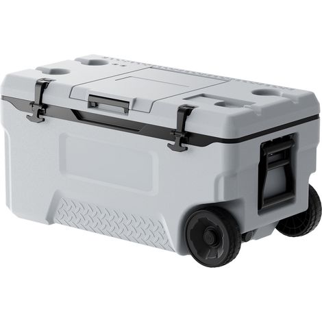 VEVOR Portable Cooler, 74 QT Wheeled Cooler with Ice Retention, Heavy-Duty Handles and Cup Holder, Lightweight Rigid Material Insulated Portable Cooler, Suitable for Family Picnics and Long Trips (1/5)