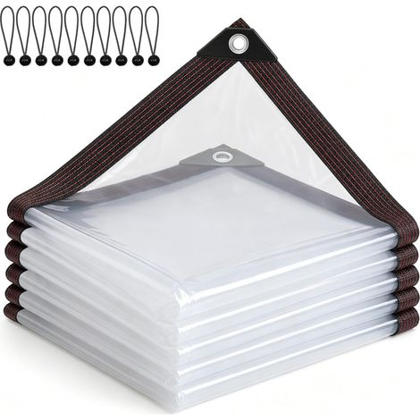 Bâche imperméable transparente avec œillets, 2,5 x 3 m, pour extérieur, bâche imperméable et transparente, pour terrasse, poulailler (1/5)