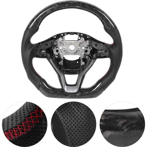 Volant Sport Carbone Forgé Cuir Nappa Perforé Surpiqûres Rouges Compatible Honda Accord 2018-2020 (1/5)