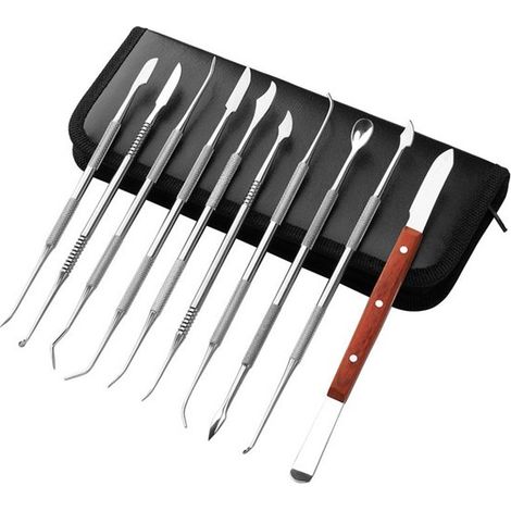Ensemble d'outils de sculpture sur cire en acier zingué dentaire avec boîte de rangement, instruments gravés, outils de bricolage pour la sculpture sur cire (1/4)