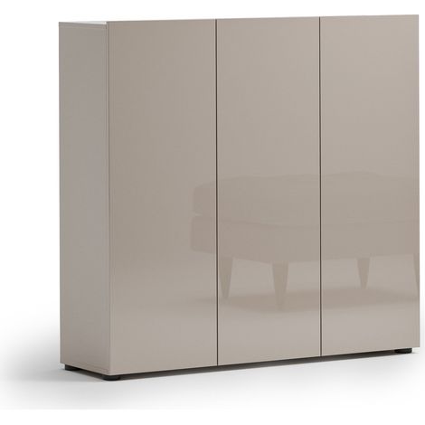 Scarpiera Sotto, Mobile Portascarpe 24 Paia, 10 Ripiani Made in Italy, 3 Ante, 120x34x115h cm Grigio Tortora