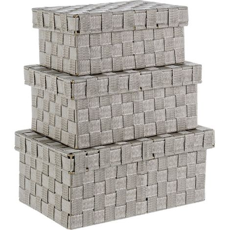 Set 3 Scatole "Intreccio Nylon" struttura in acciaio -Bianco (1/3)
