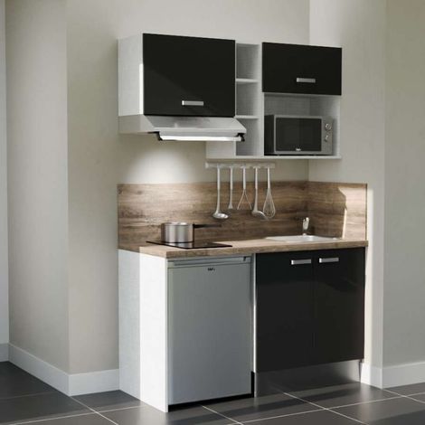 Kitchenette K13L-PT - 140 cm - plan stratifié, évier inox, électroménager inclus